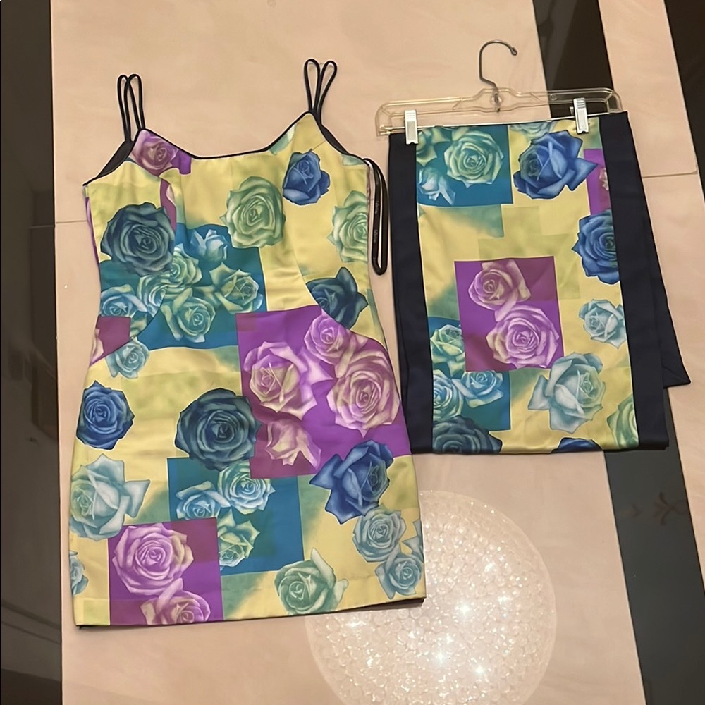Night Way Collections Floral Mini Dress - Purple, Blue, Yellow